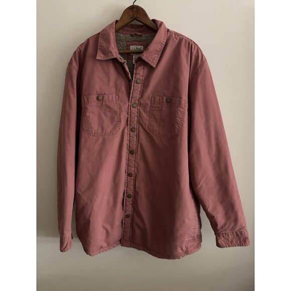 Women’s L.L. Bean Button Up Salmon Sherpa Fleece Lined L Tall Jacket Field Coat - Picture 1 of 11
